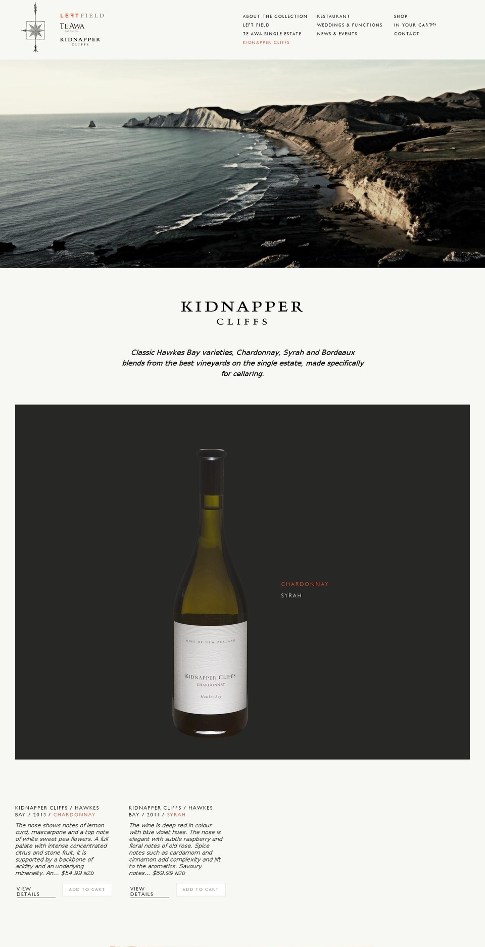 kidnappercliffs.co.nz shopify website screenshot