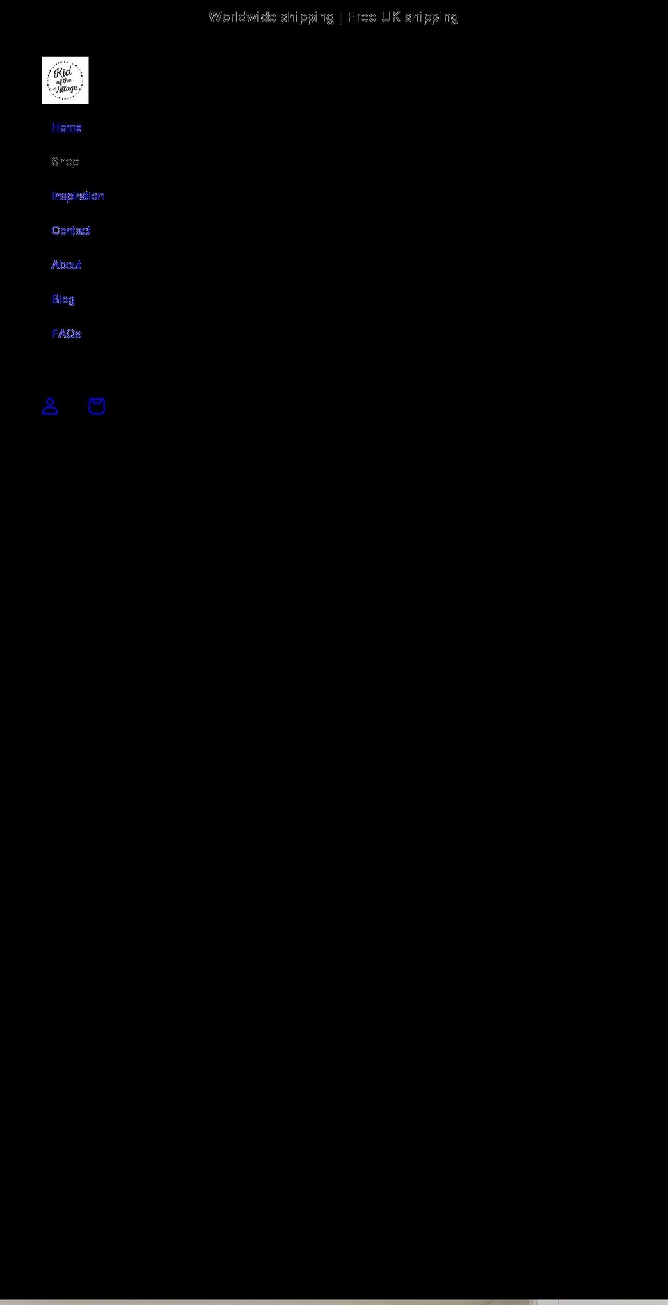 kidofthevillage.co.uk shopify website screenshot