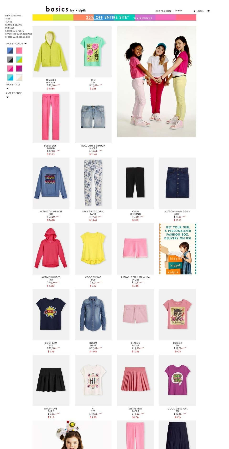 kidpikbasics.com shopify website screenshot