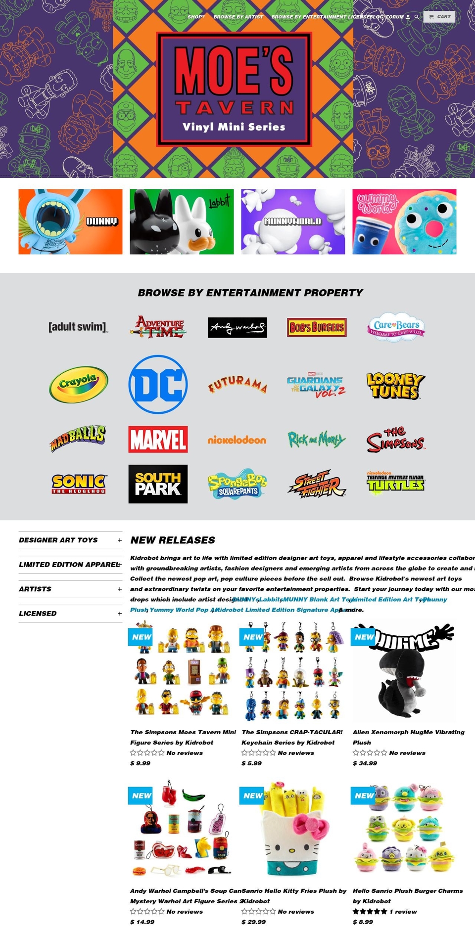 kidrobot.eu shopify website screenshot