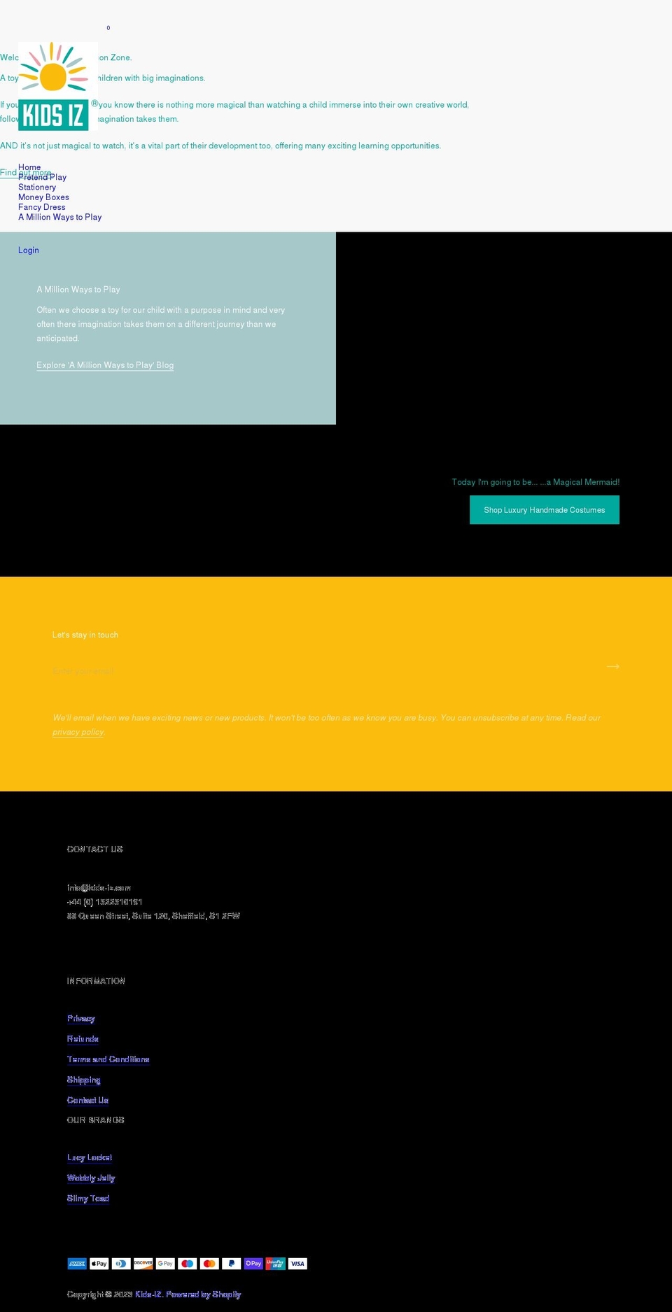 kids-iz.com shopify website screenshot