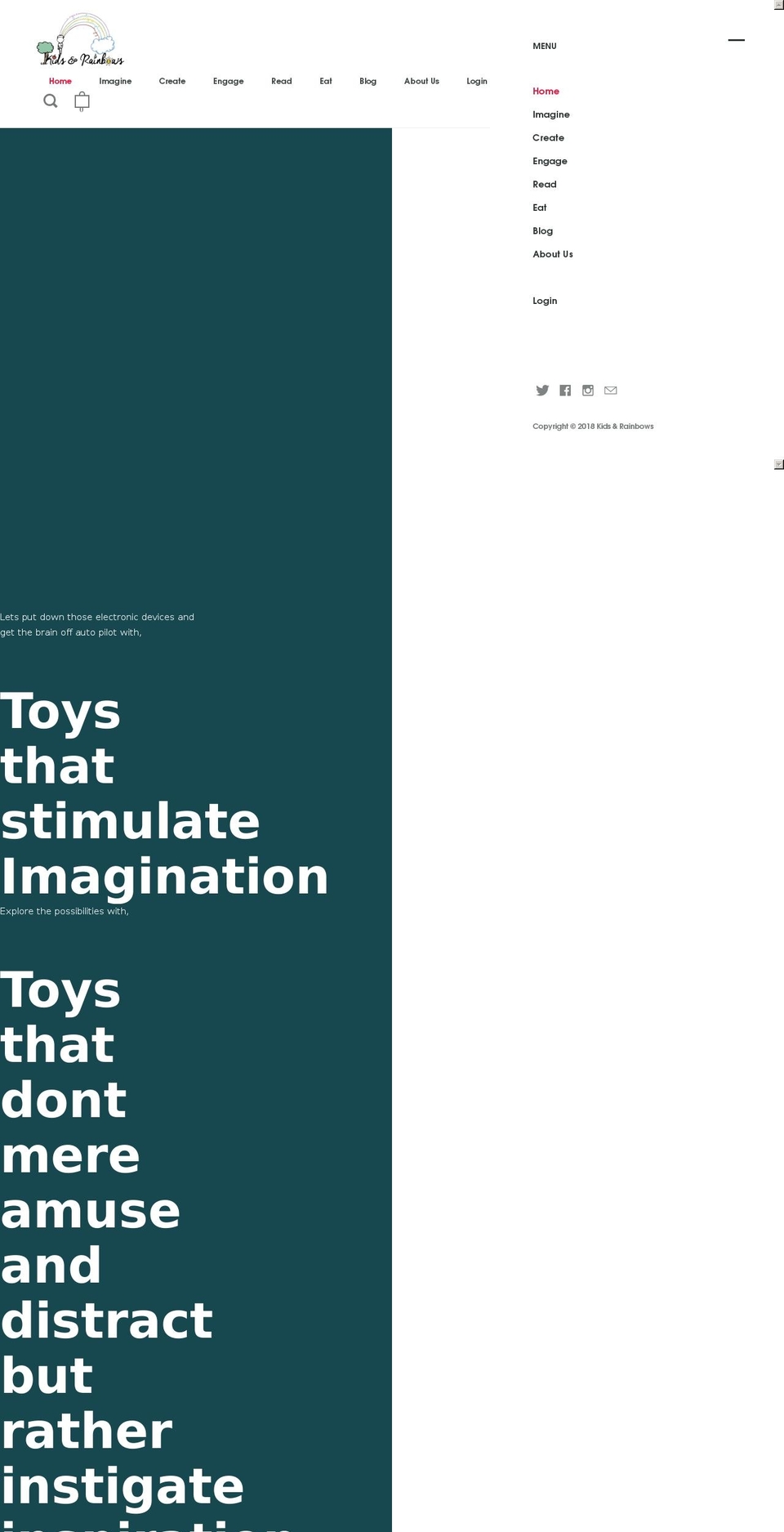 kidsandrainbows.com — Shopify storefront screenshot