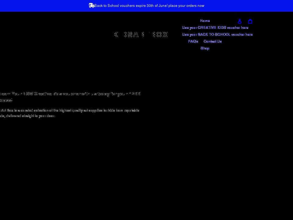 kidsartbox.com.au shopify website screenshot