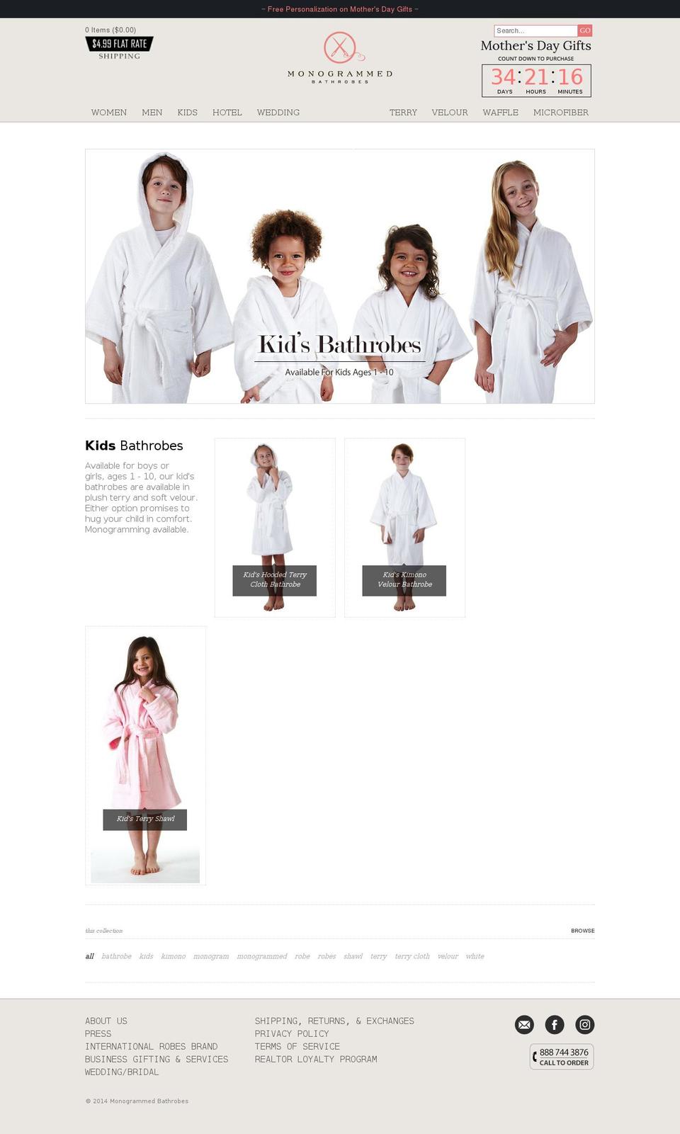 MB Bold Product Options Jan 2016 Shopify theme site example kidsbathrobes.com