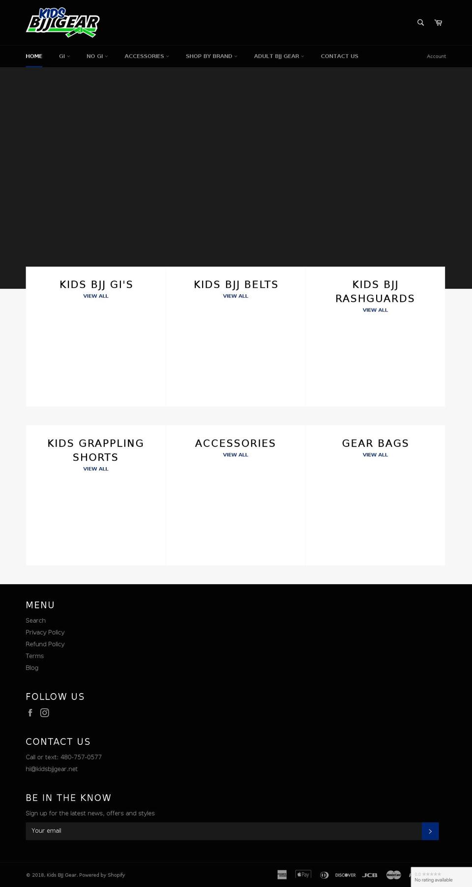 kidsbjjgear.net shopify website screenshot
