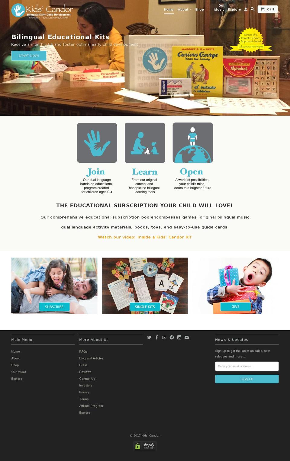 kidscandor.com shopify website screenshot