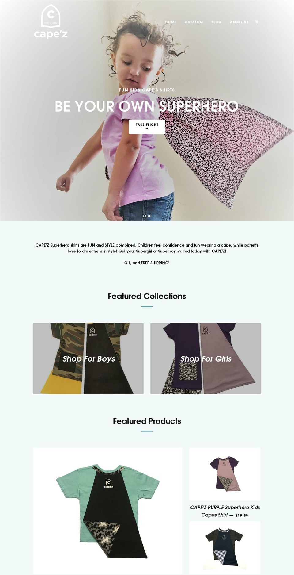kidscapez.com — Shopify storefront screenshot