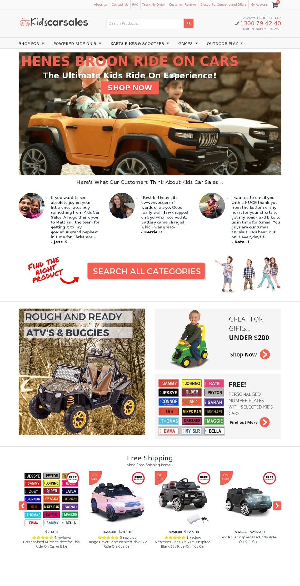 kidscarsales.com.au shopify website screenshot