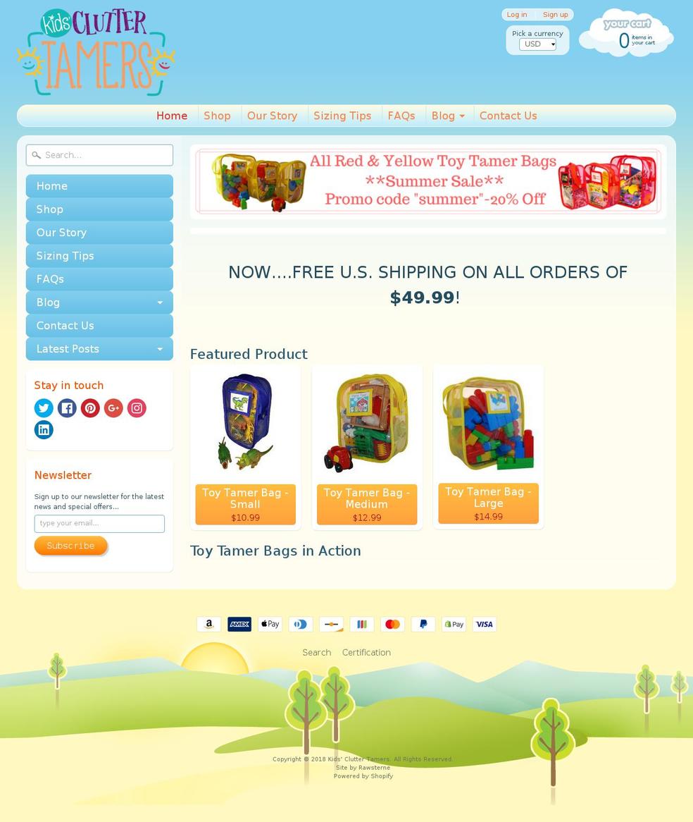 kidscluttertamers.com shopify website screenshot