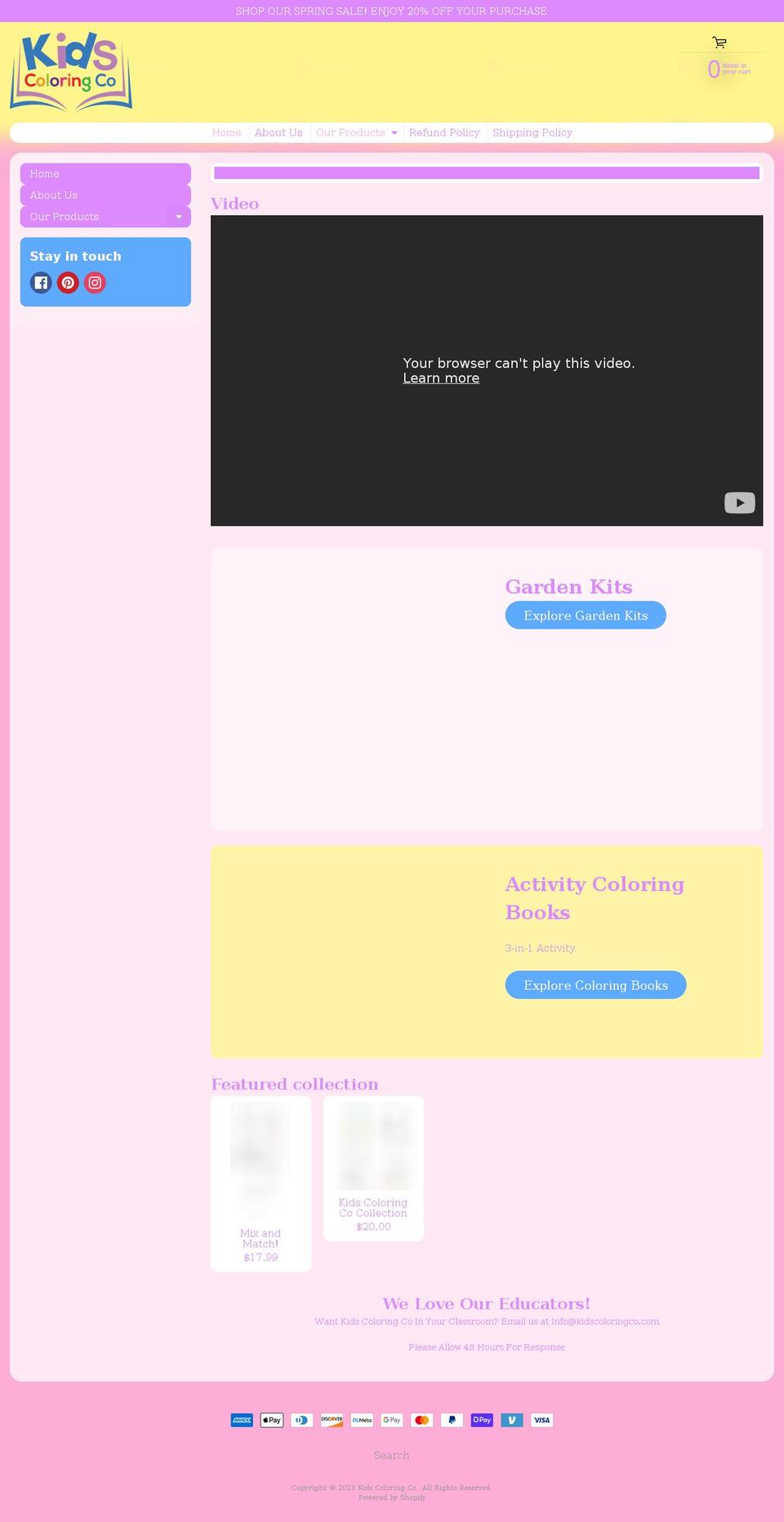 kidscoloringco.com shopify website screenshot