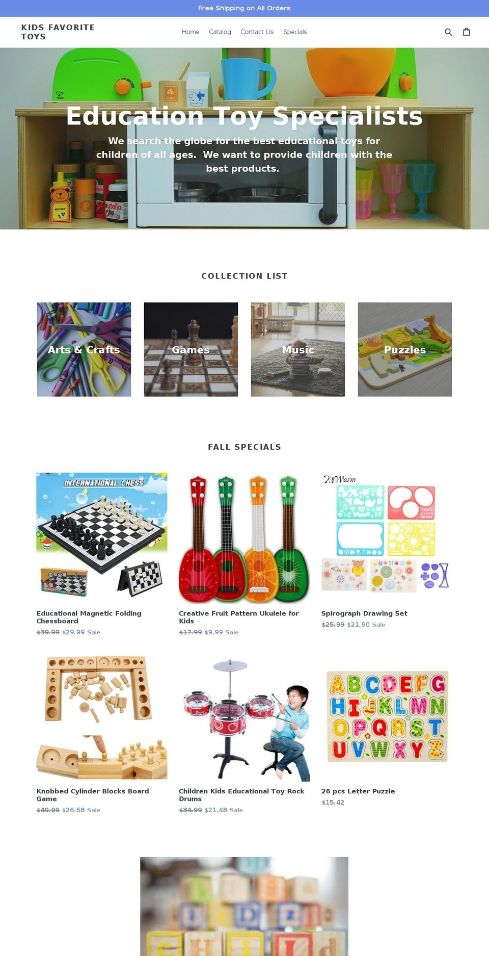 kidsfavoritetoys.com — Shopify storefront screenshot