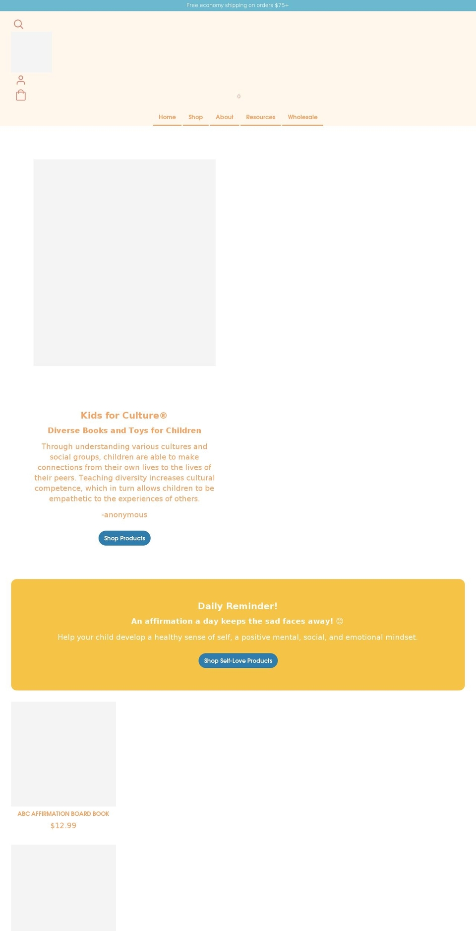 kidsforculture.com shopify website screenshot