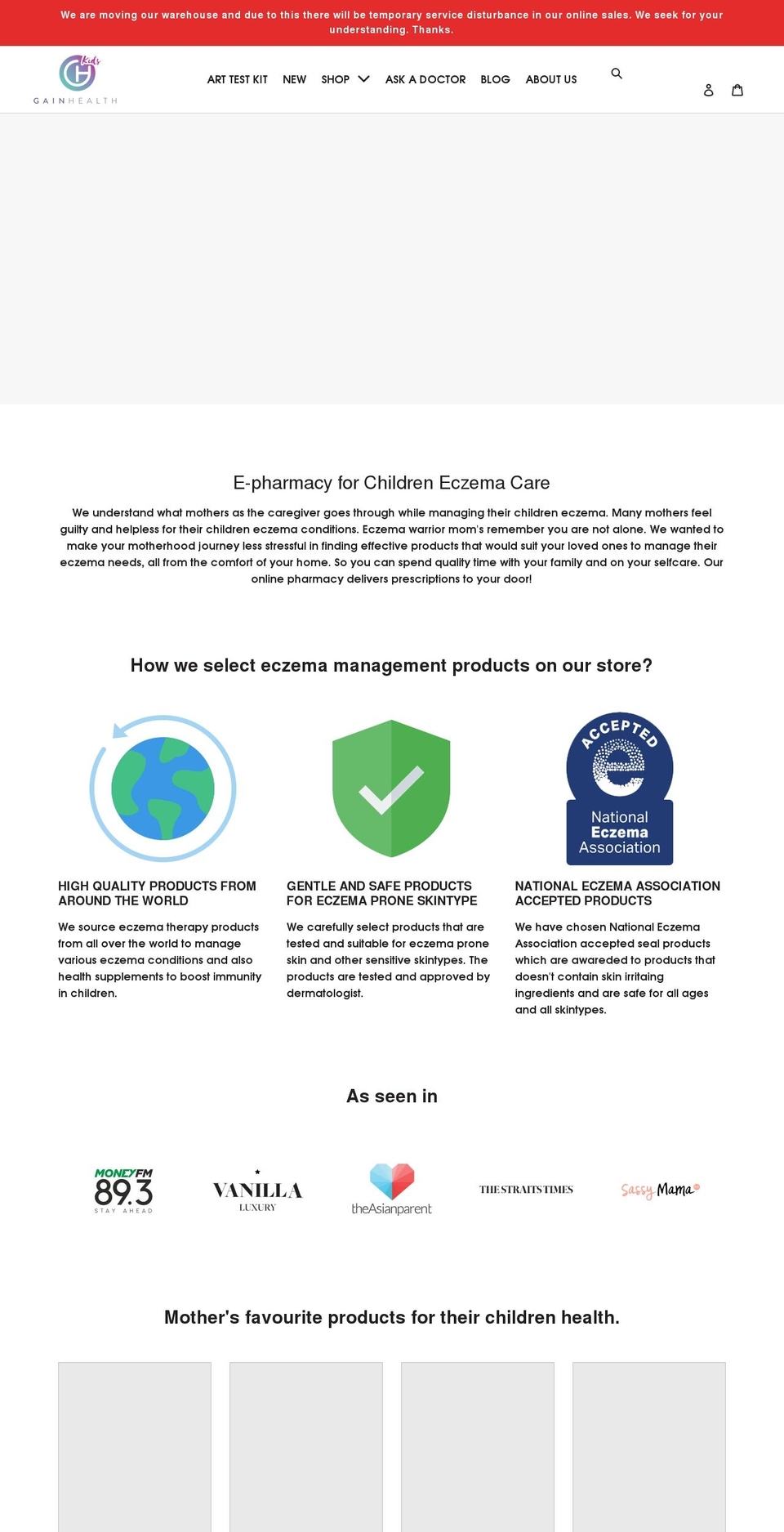 kidsgainhealth.com shopify website screenshot