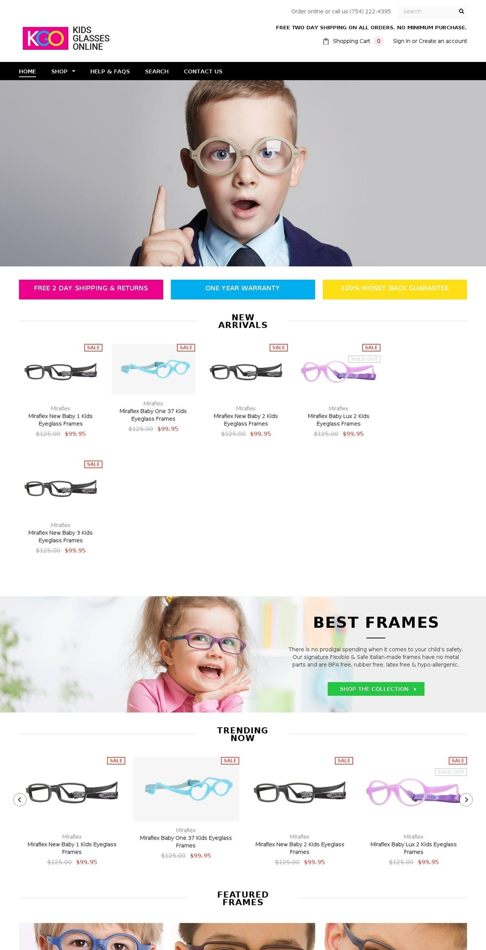 kidsglassesonline.com — Shopify storefront screenshot