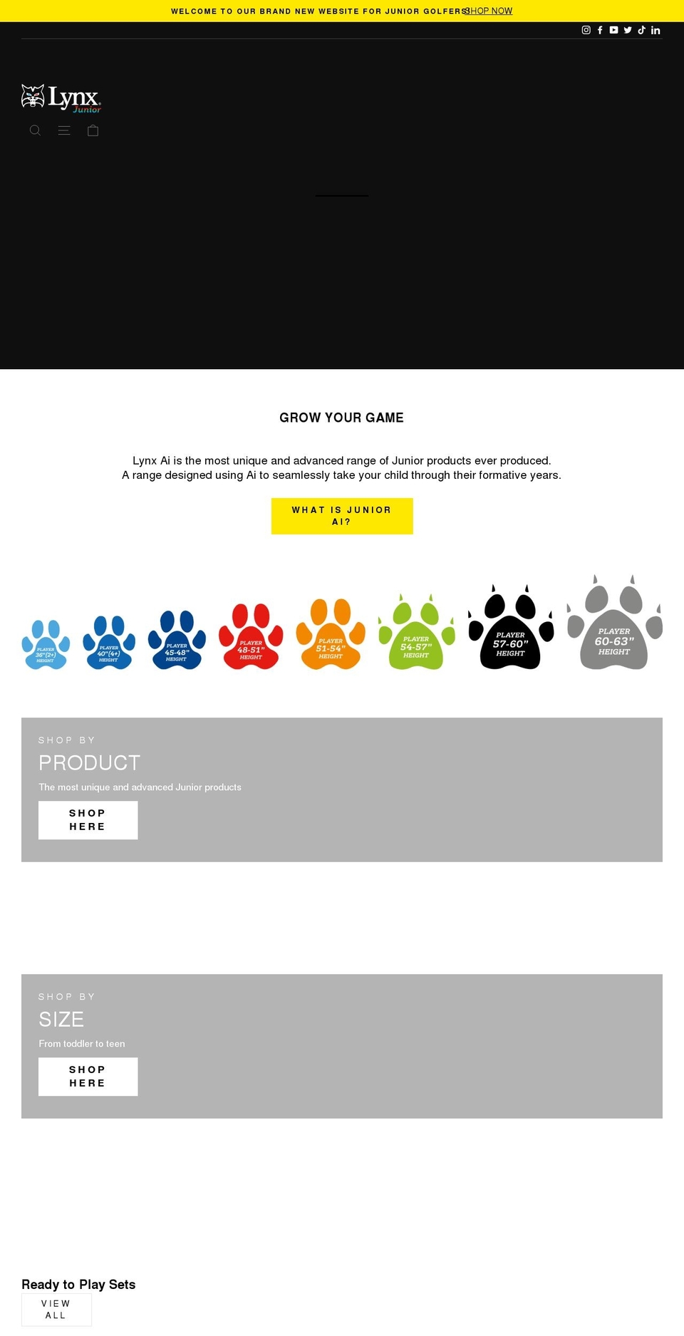 kidsgolfonline.com shopify website screenshot