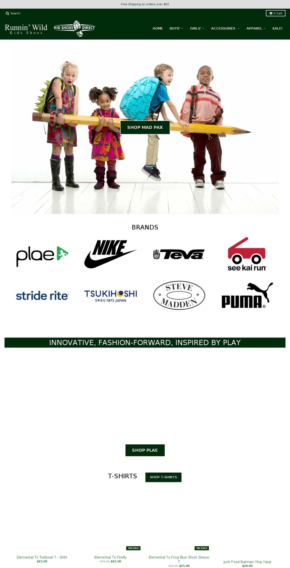 kidshoesdirect.com — Shopify storefront screenshot
