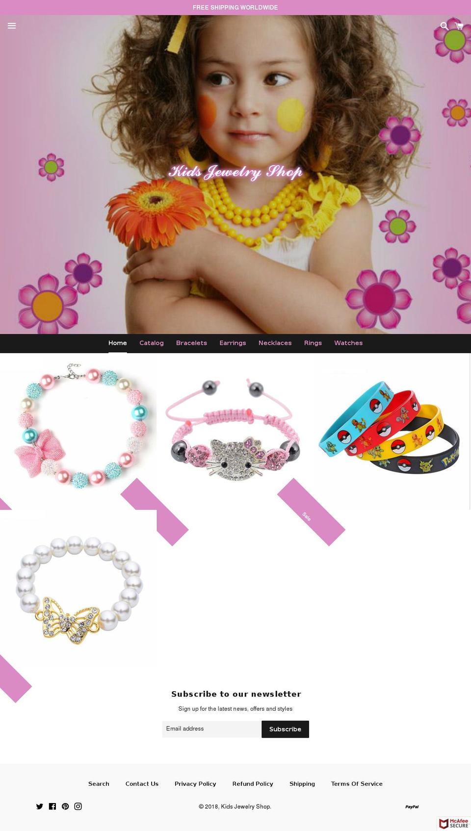 kidsjewelryshop.com shopify website screenshot