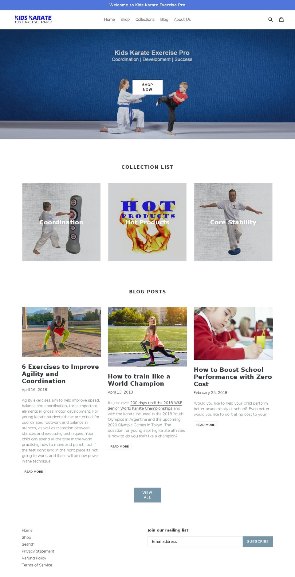 kidskarateexercisepro.com — Shopify storefront screenshot