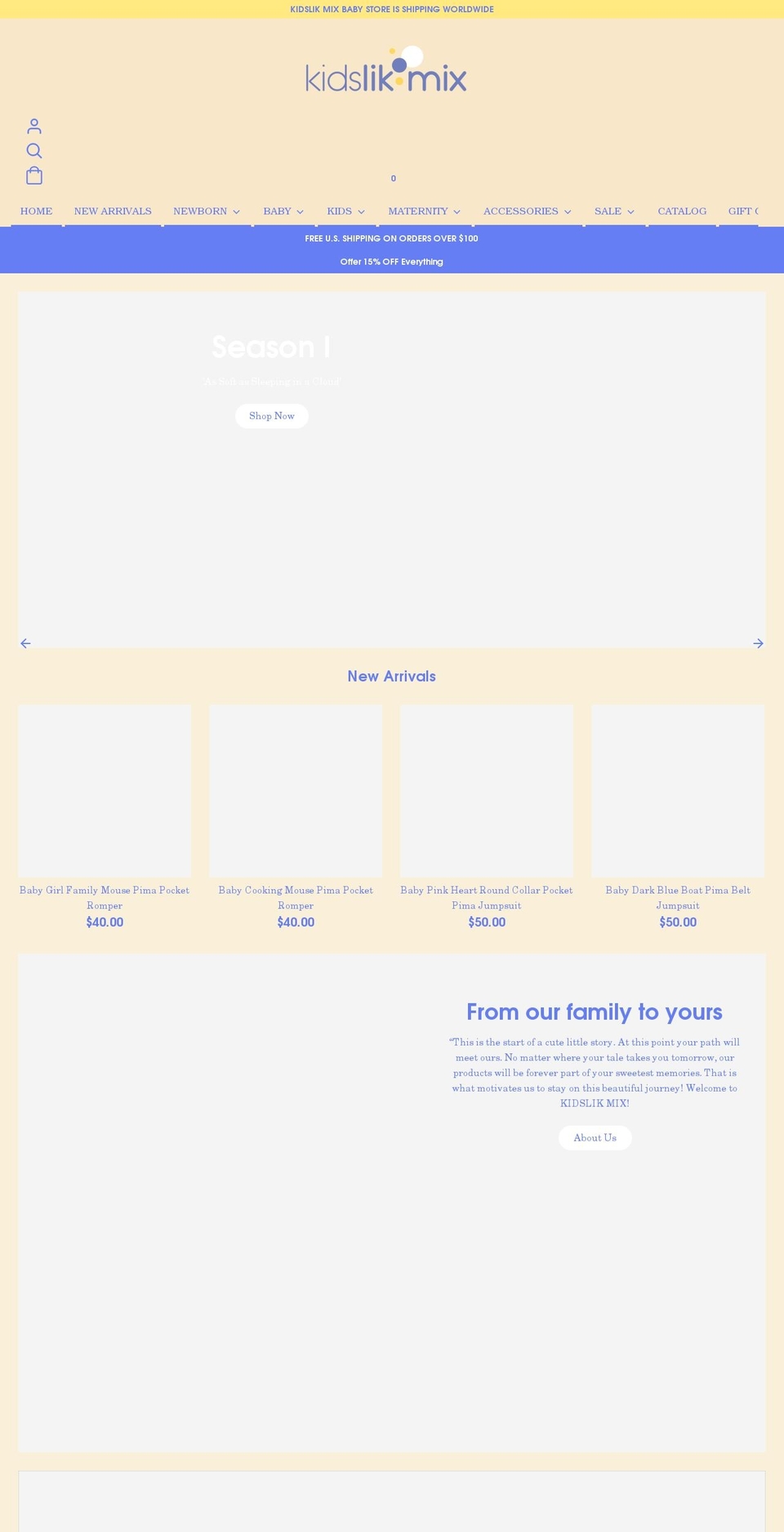 kidslikmix.com shopify website screenshot