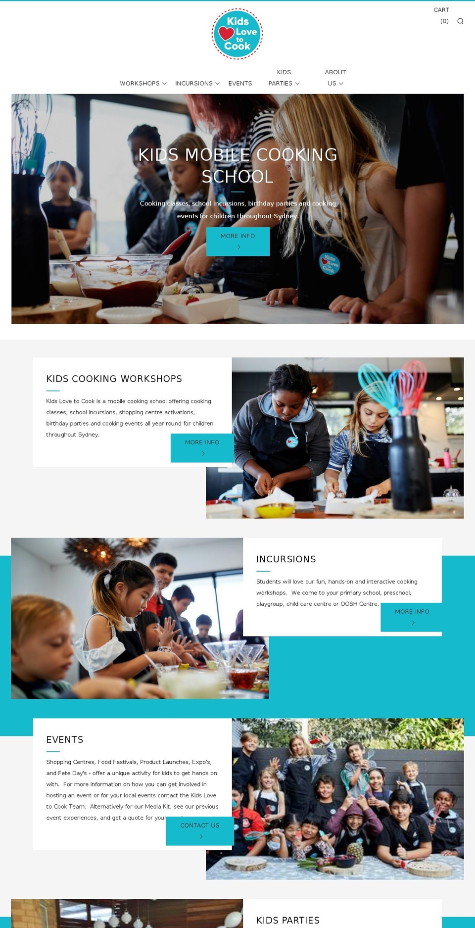 kidslovetocookinsydney.com — Shopify storefront screenshot