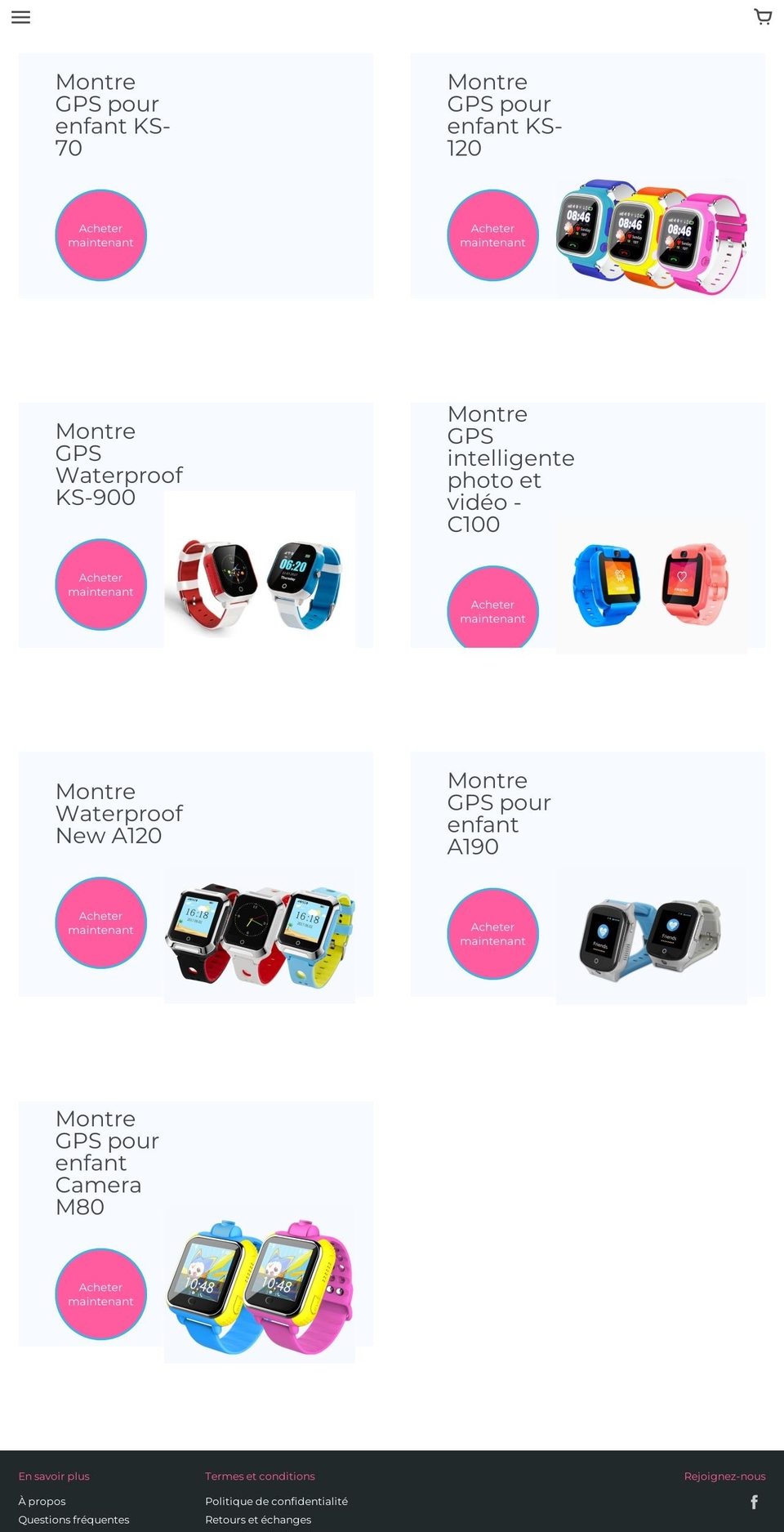 kidsmartwatch.fr shopify website screenshot