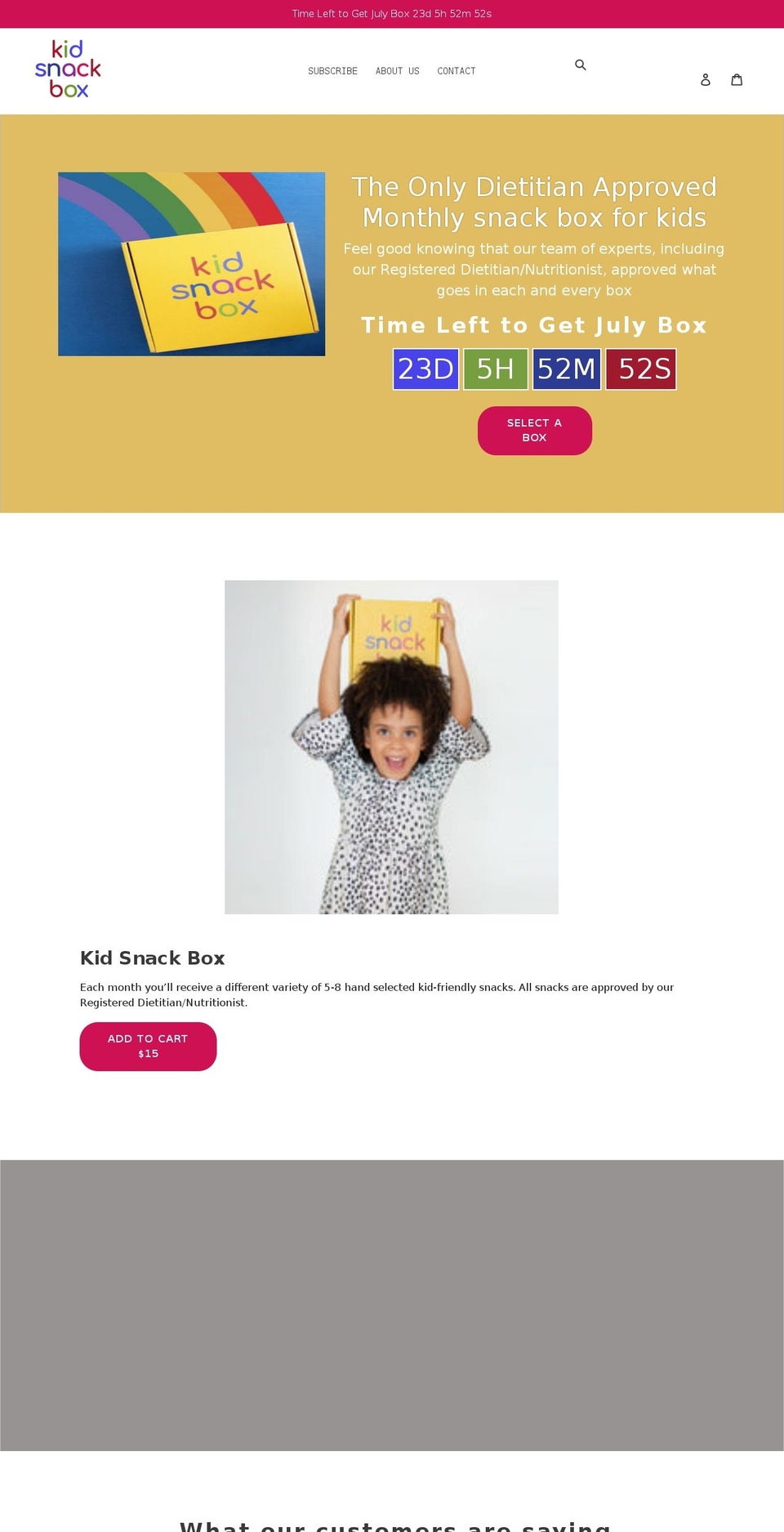 kidsnackbox.com shopify website screenshot