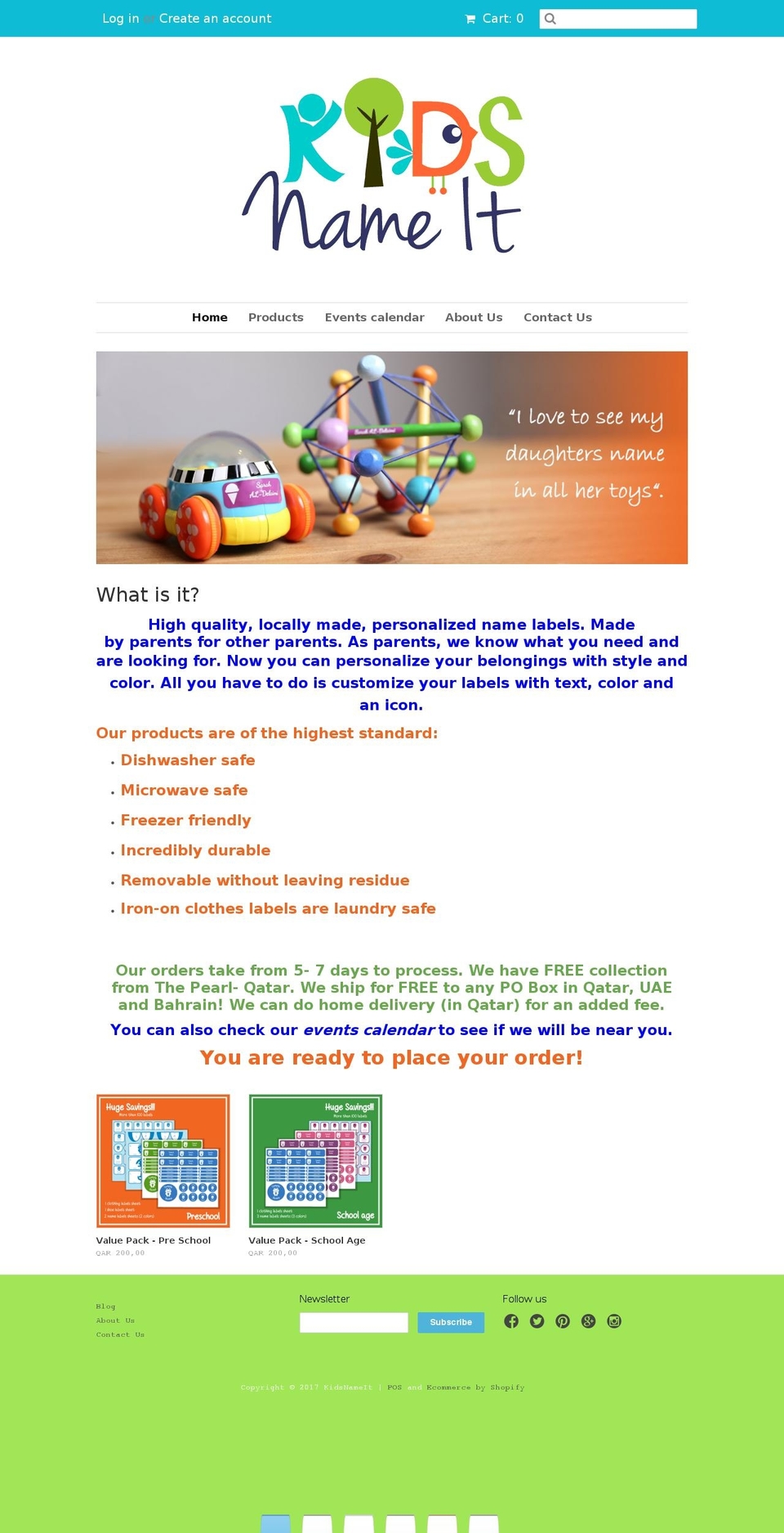 kidsnameit.com shopify website screenshot
