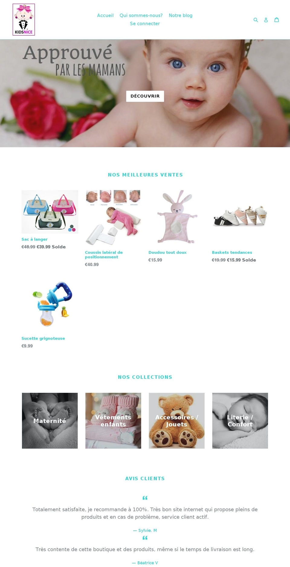 kidsnice.com — Shopify storefront screenshot