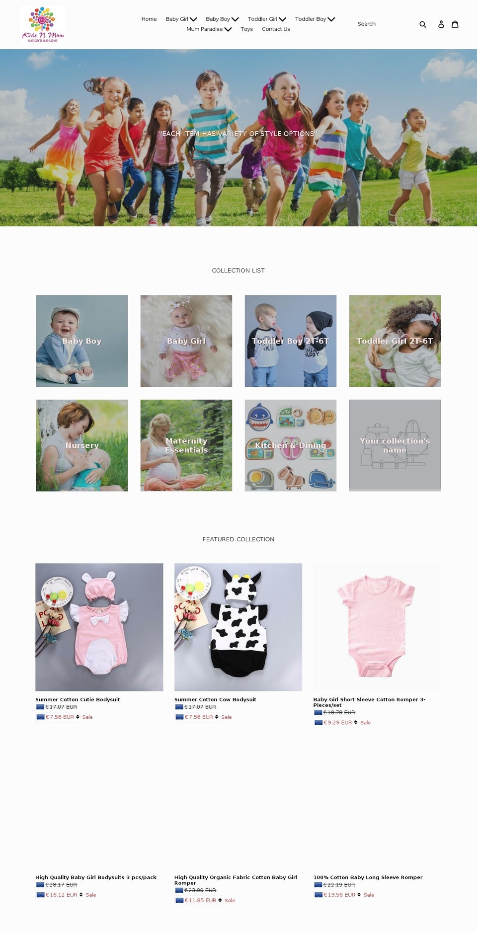 kidsnmum.com — Shopify storefront screenshot