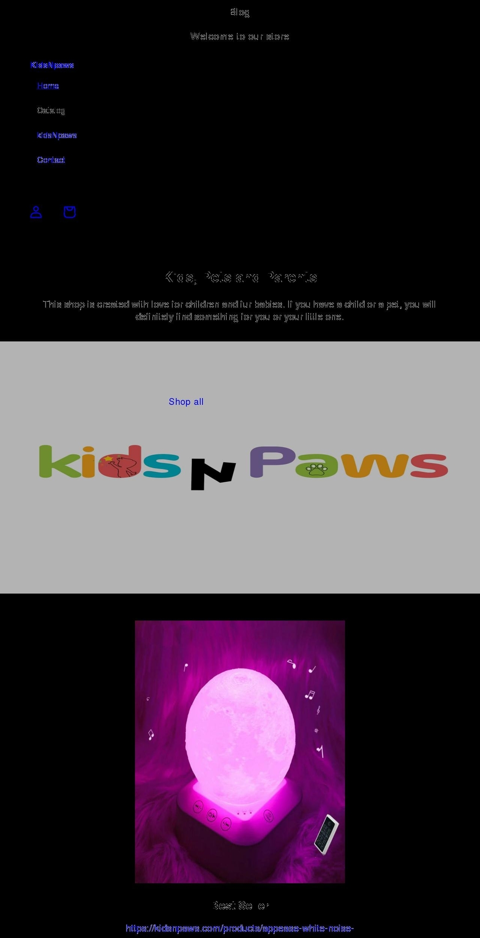 kidsnpaws.com shopify website screenshot