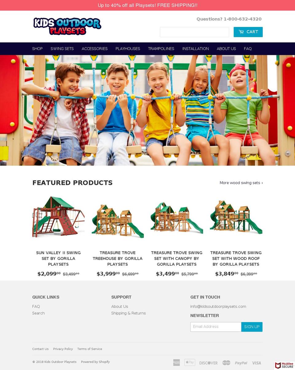 kidsoutdoorplaysets.com — Shopify storefront screenshot