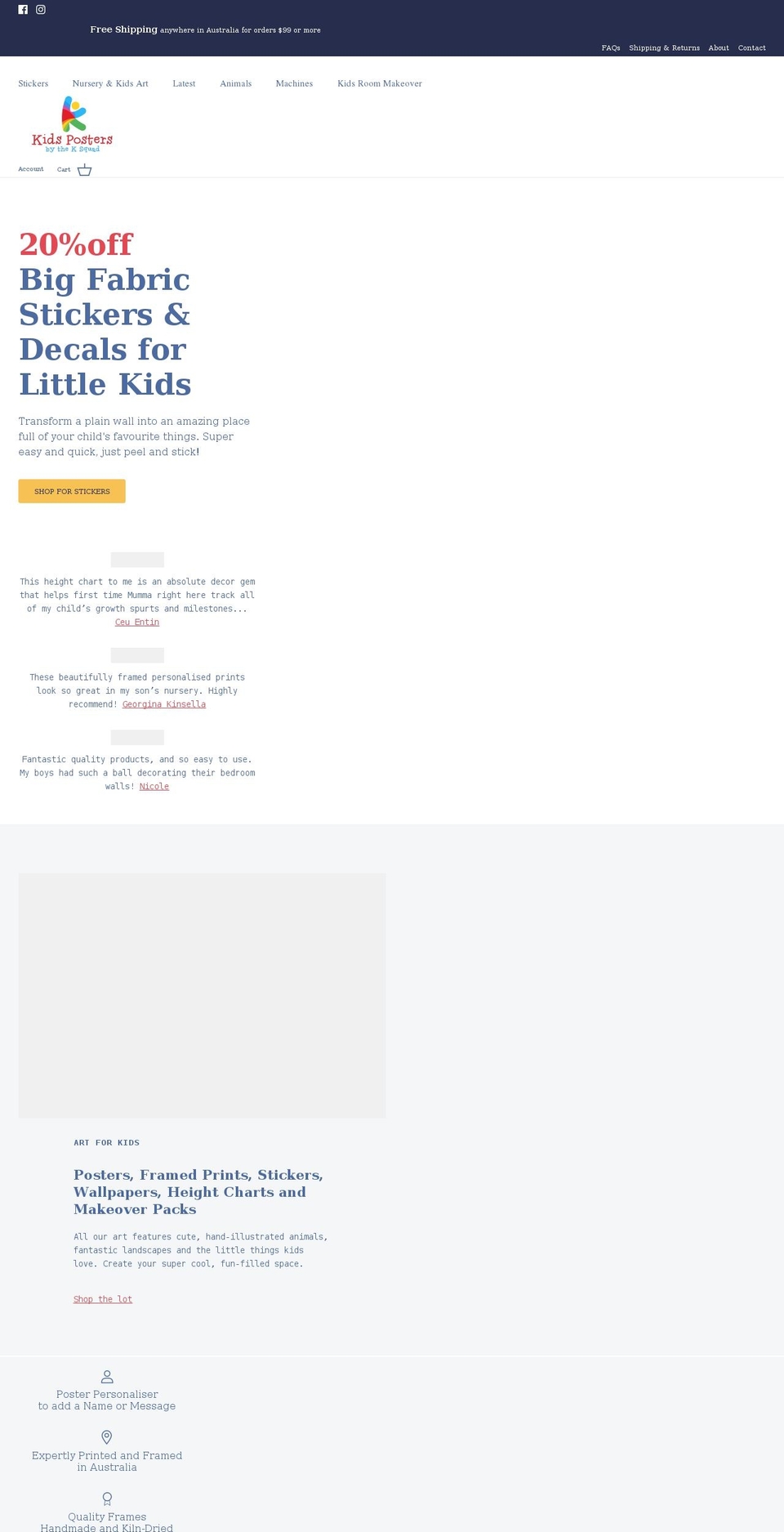 kidsposters.com.au shopify website screenshot