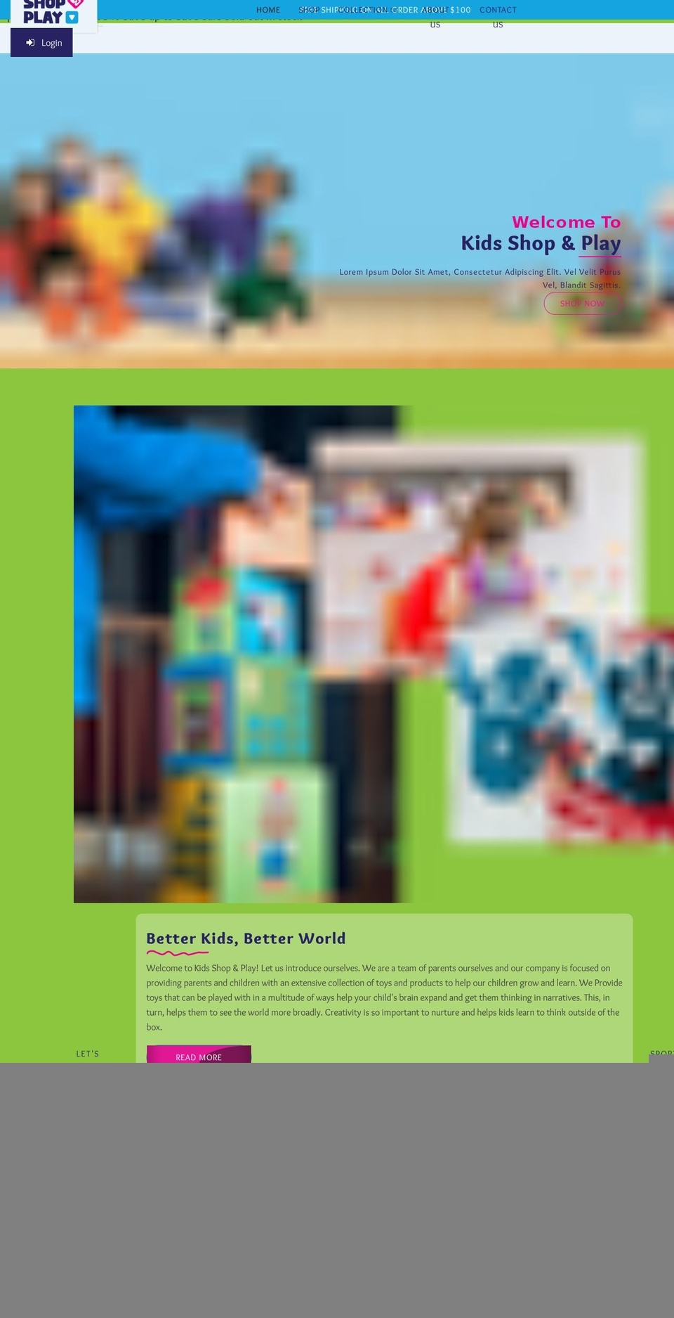 kidsshopandplay.com shopify website screenshot