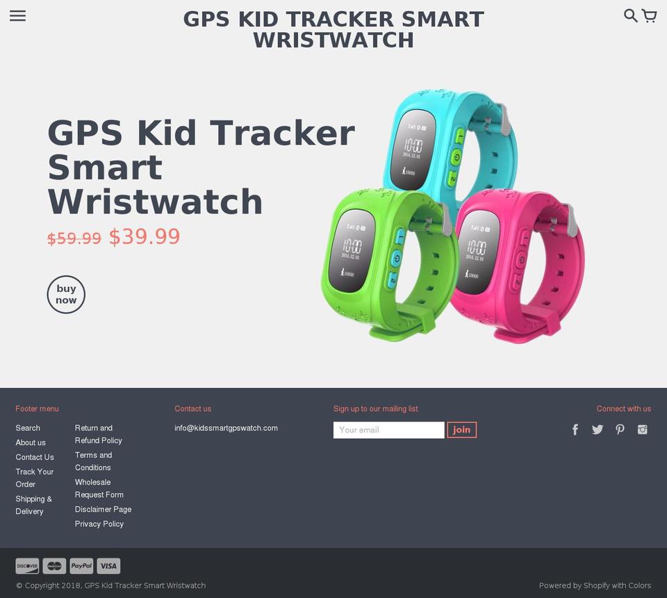 kidssmartgpswatch.com shopify website screenshot