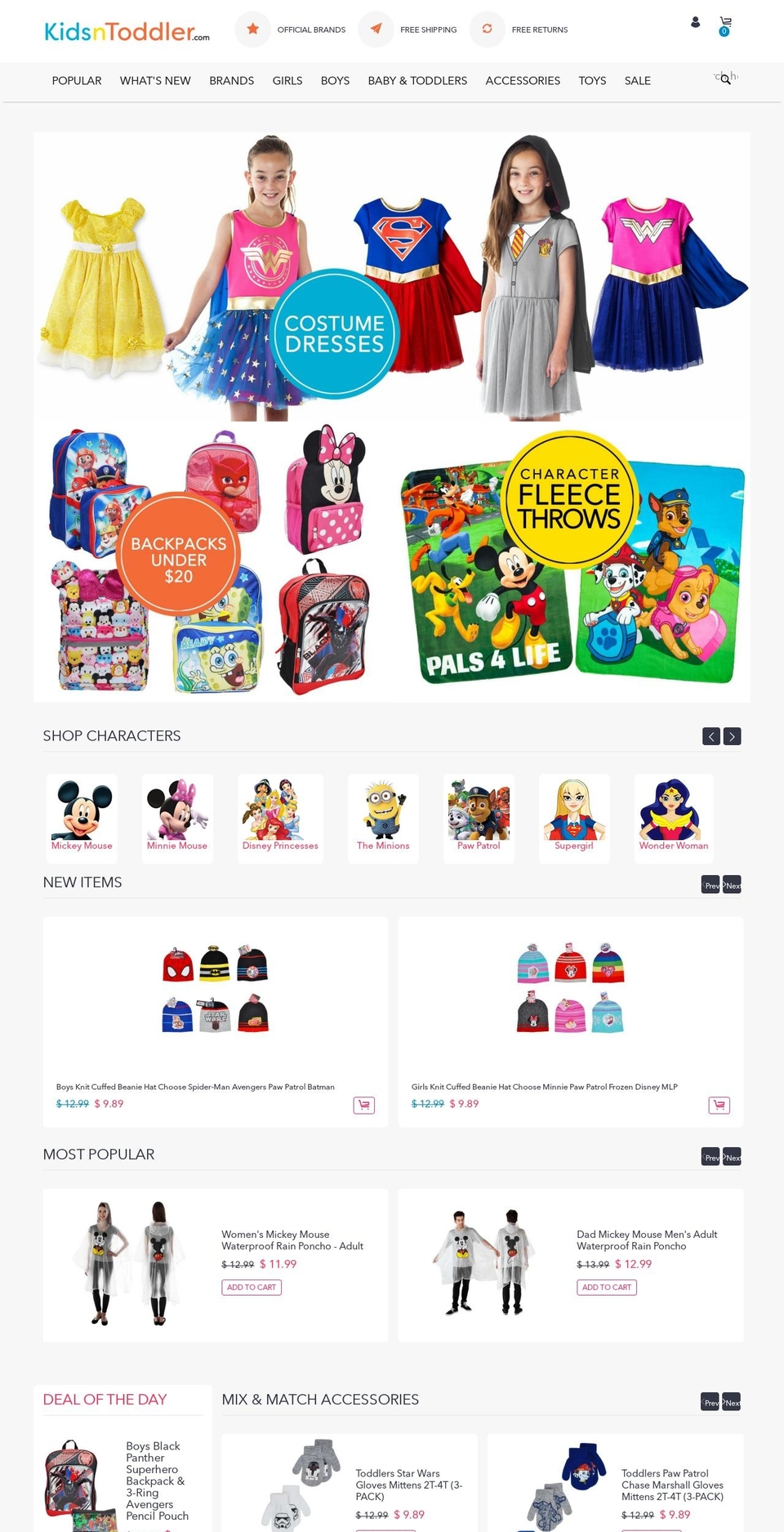 kidstoddler.com — Shopify storefront screenshot