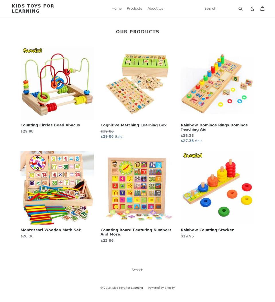 kidstoysforlearning.com — Shopify storefront screenshot