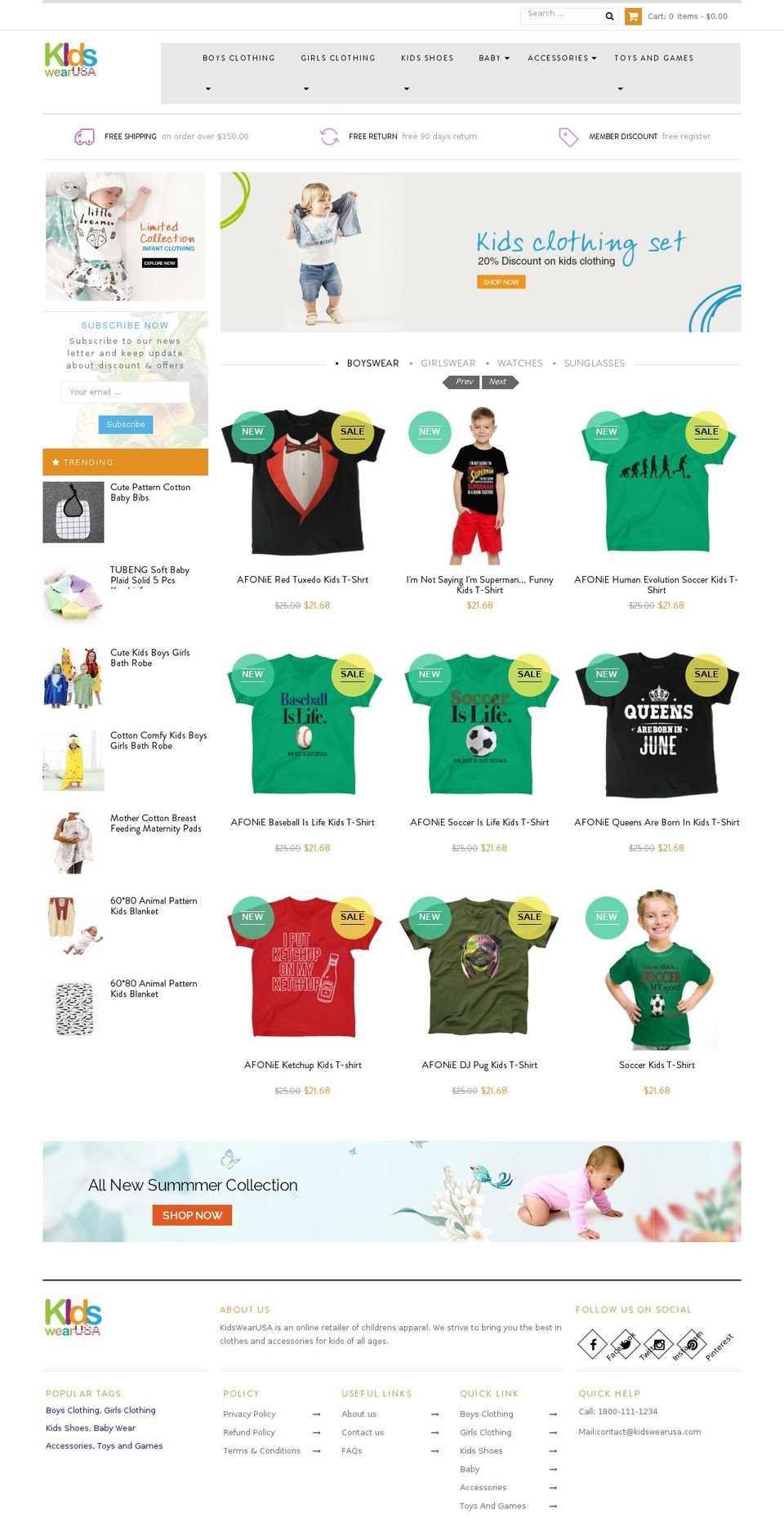 kidswearusa.com — Shopify storefront screenshot