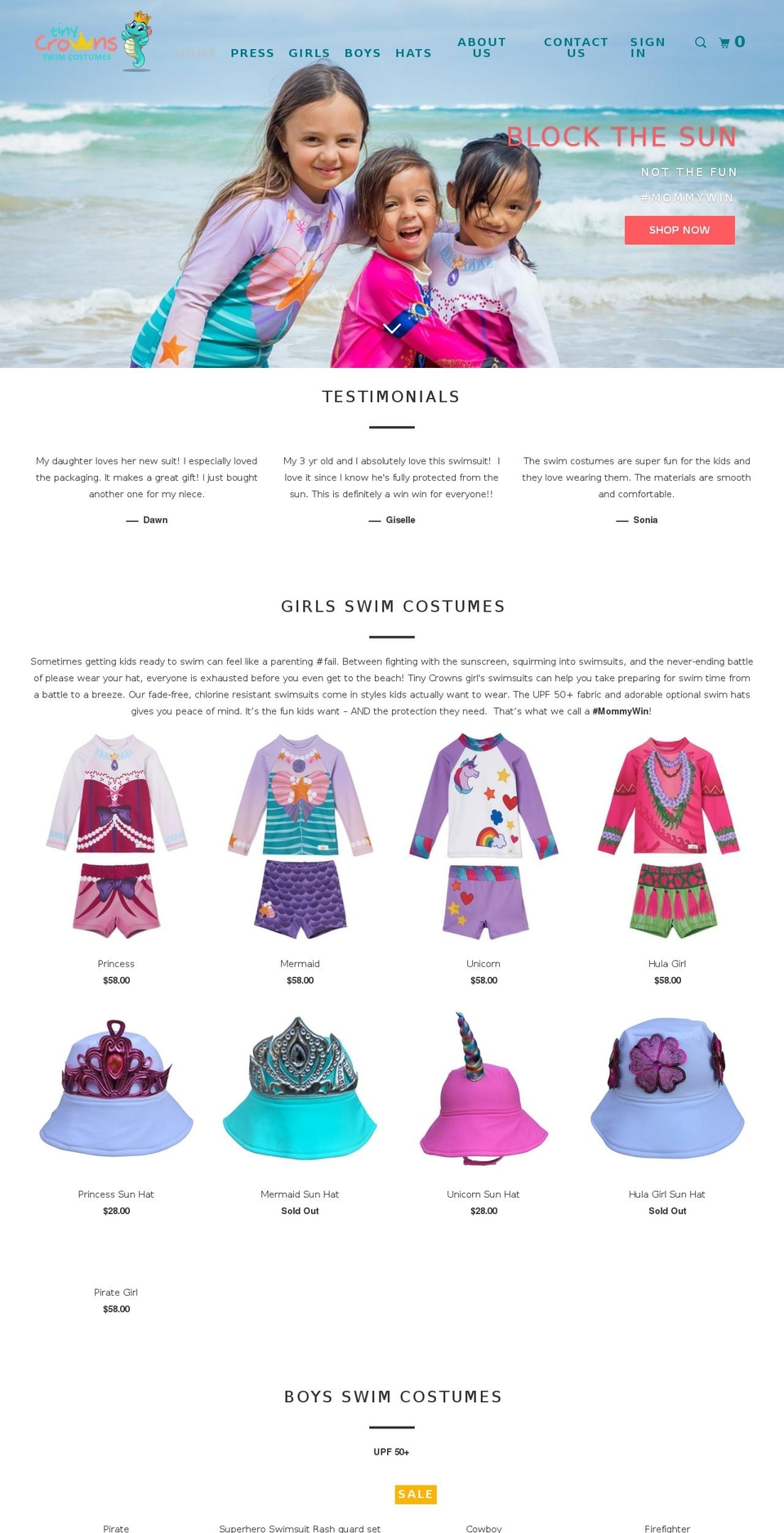 kidswimcostume.com shopify website screenshot