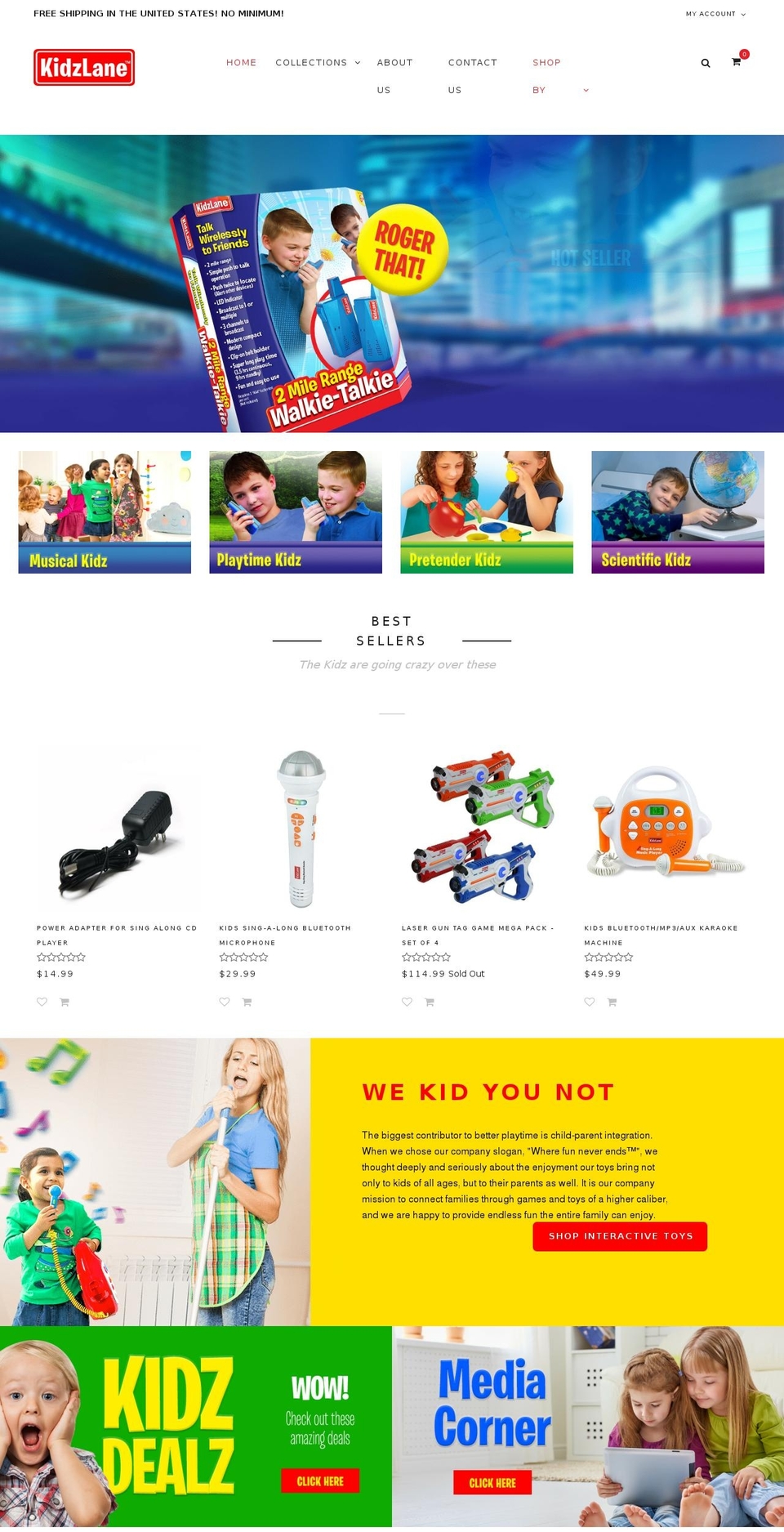 kidzlane.com shopify website screenshot