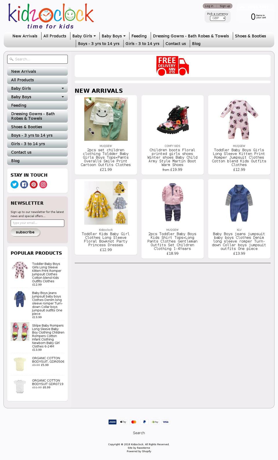 kidzoclock.com — Shopify storefront screenshot