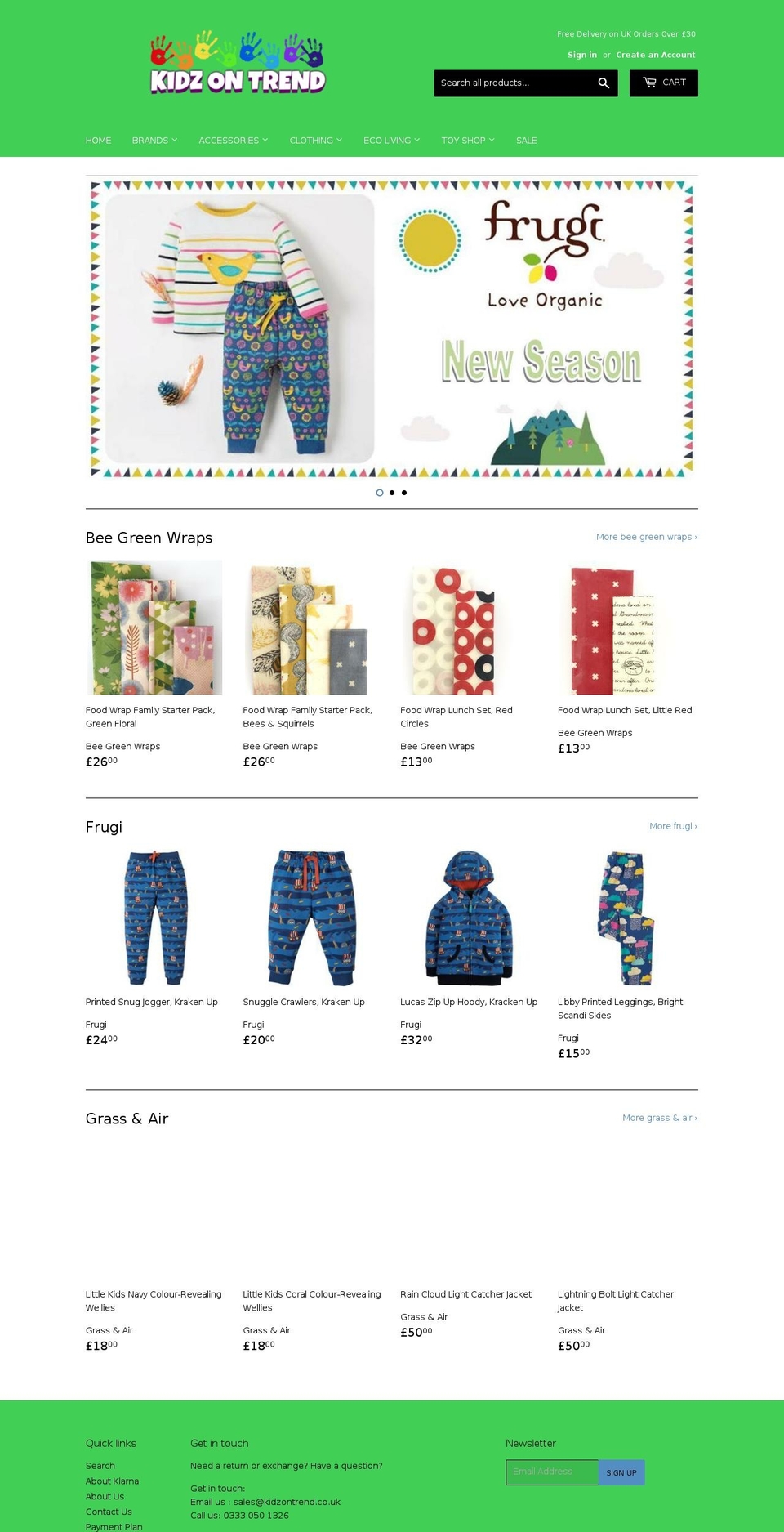 kidzontrend.co.uk shopify website screenshot