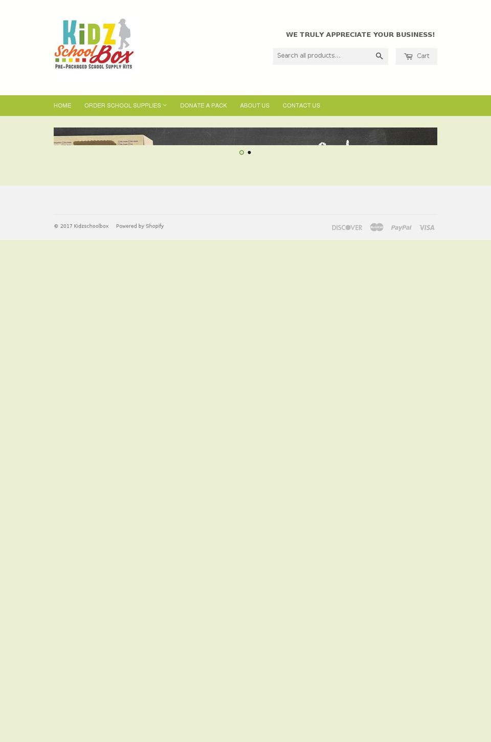 kidzschoolbox.com shopify website screenshot