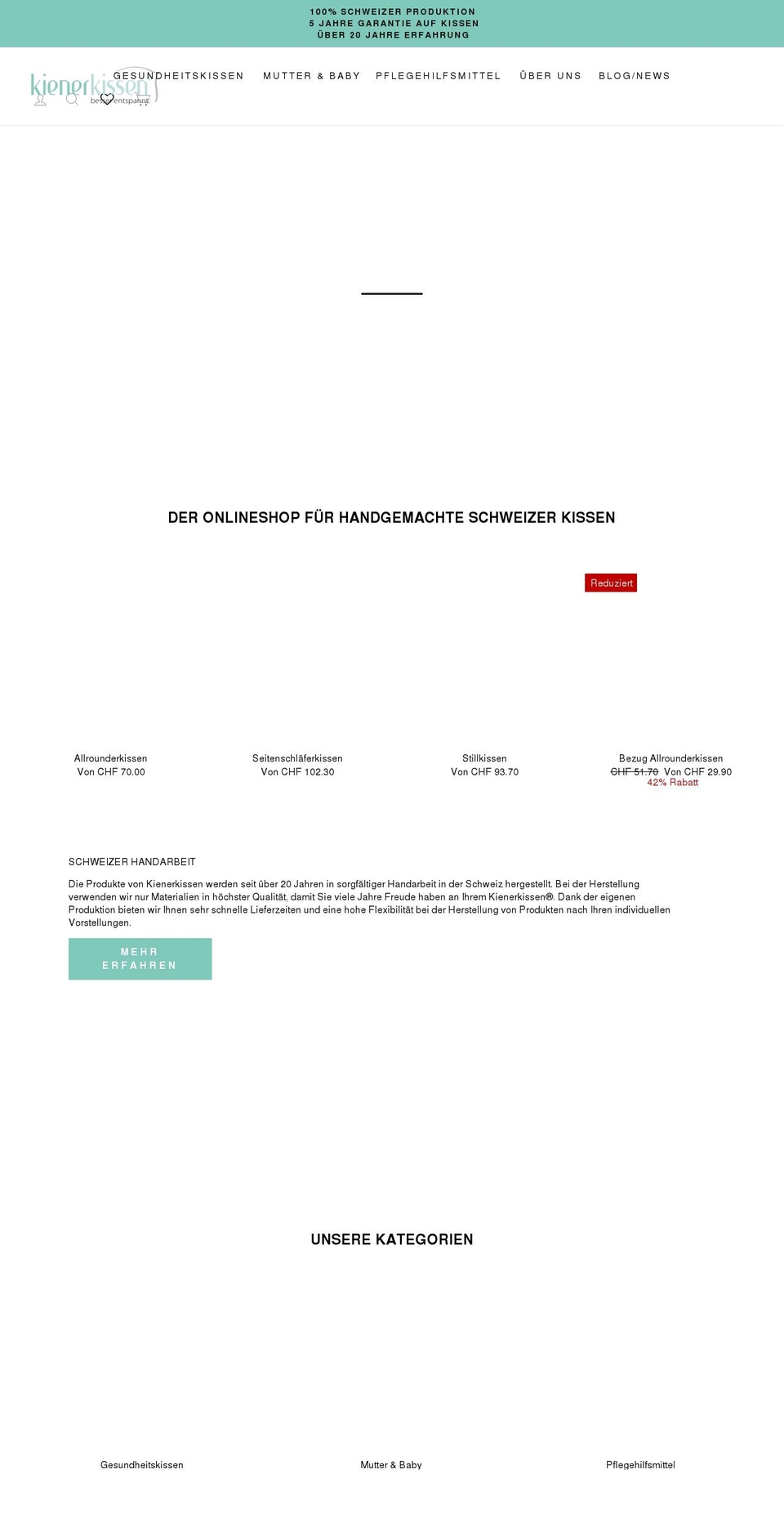 kienerkissen.ch shopify website screenshot