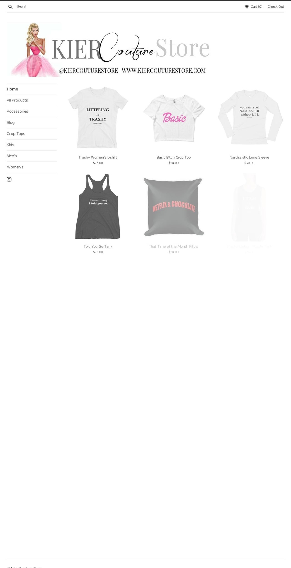 kiercouturestore.com — Shopify storefront screenshot