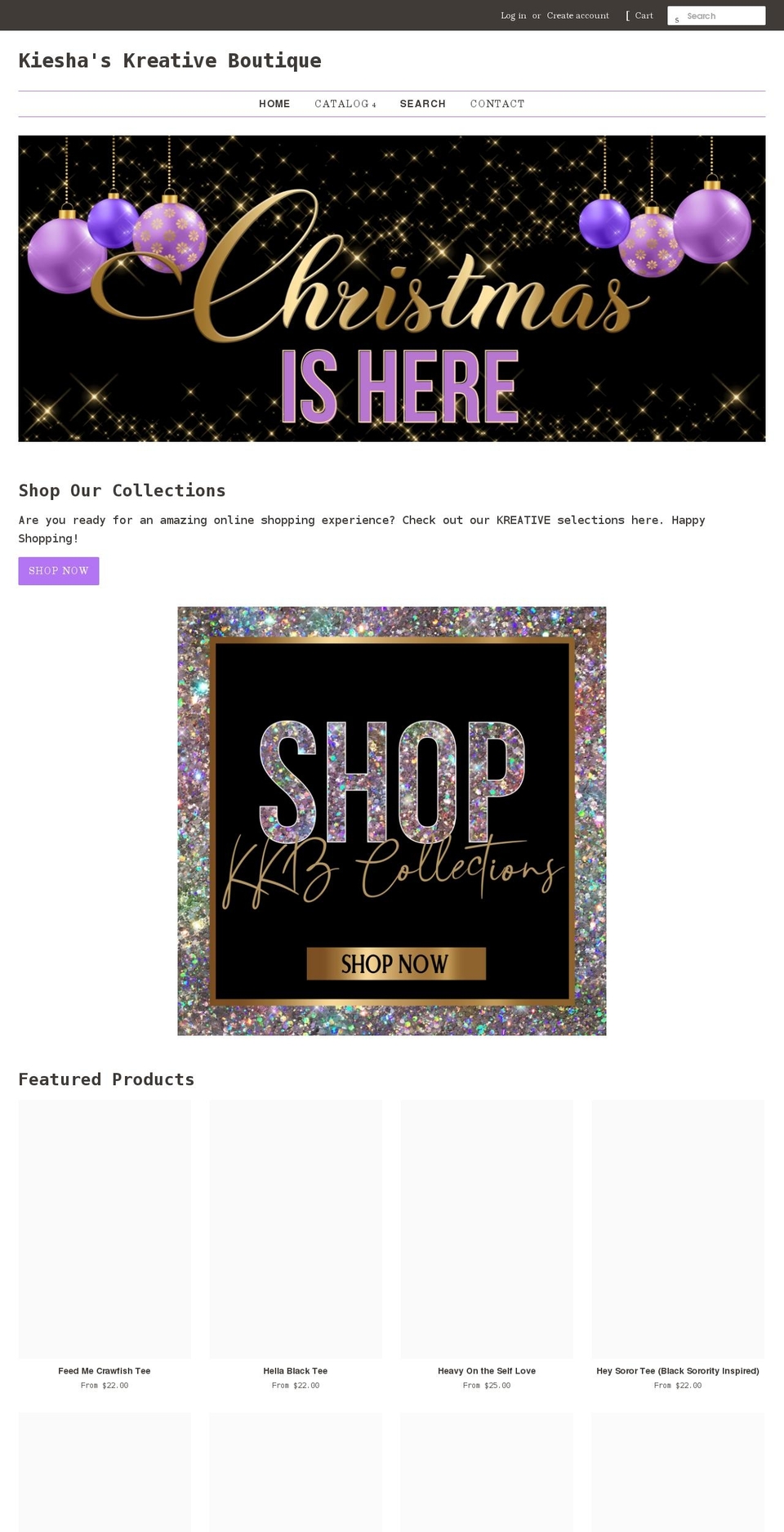 kieshaskreativeboutique.com shopify website screenshot