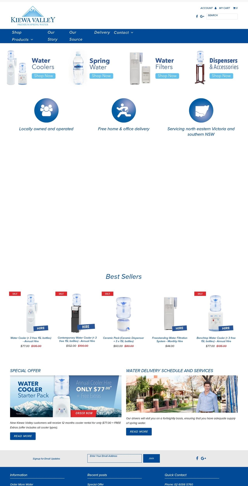 kiewavalleyspringwater.com — Shopify storefront screenshot