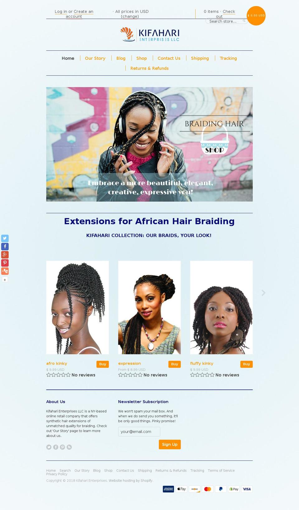 kifaharienterprises.com — Shopify storefront screenshot