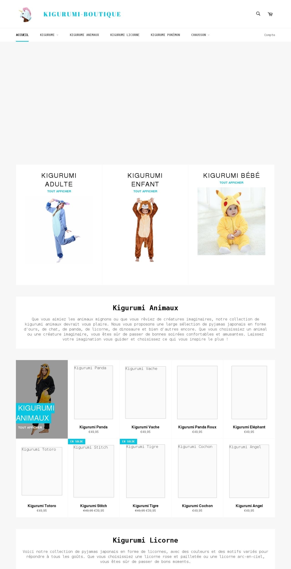 kigurumi-boutique.com shopify website screenshot