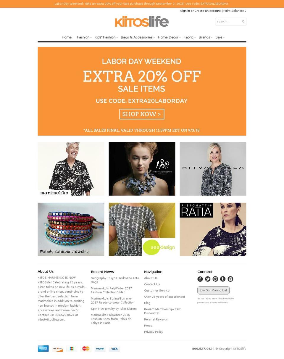 kiitoslife.net shopify website screenshot