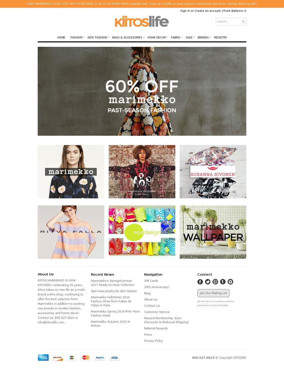 Boost Shopify theme site example kiitosmarimekko.com